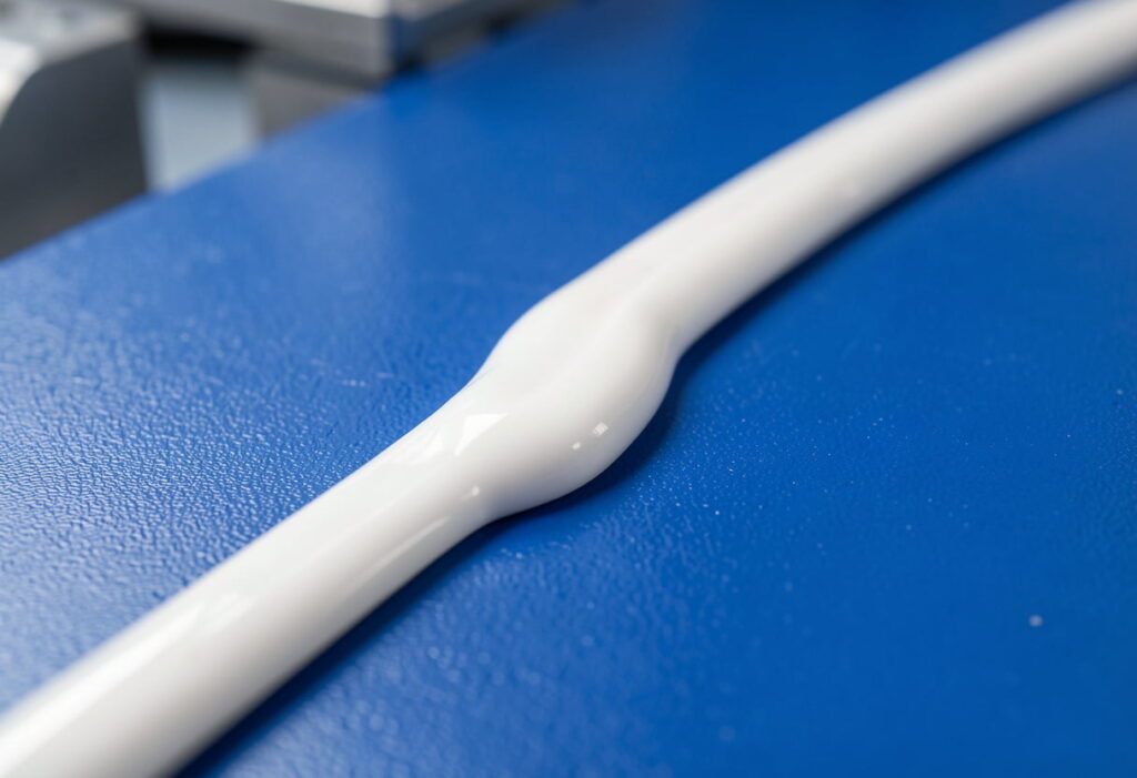 RTV silicone sealant bead applied on industrial surface